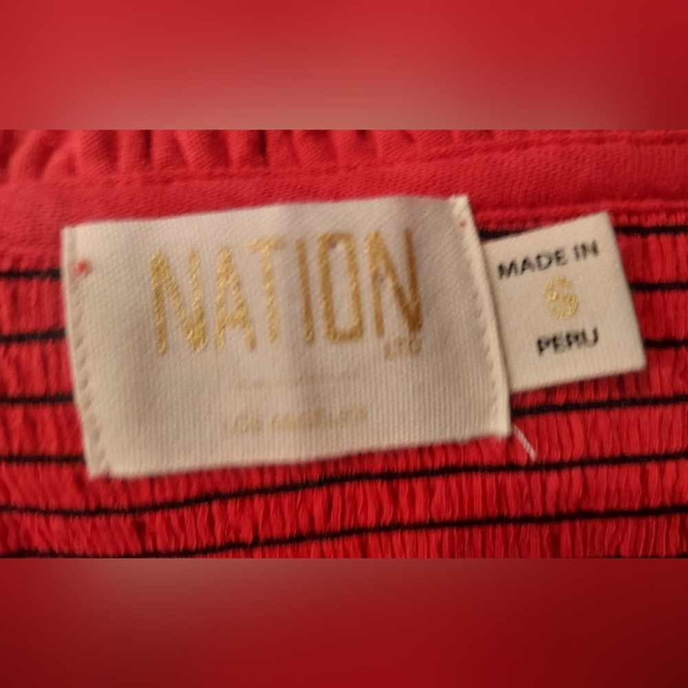 Nation LTD Habida Rouge Red Smocked Flutter Sleeve Top Size Small - Picture 10 of 11